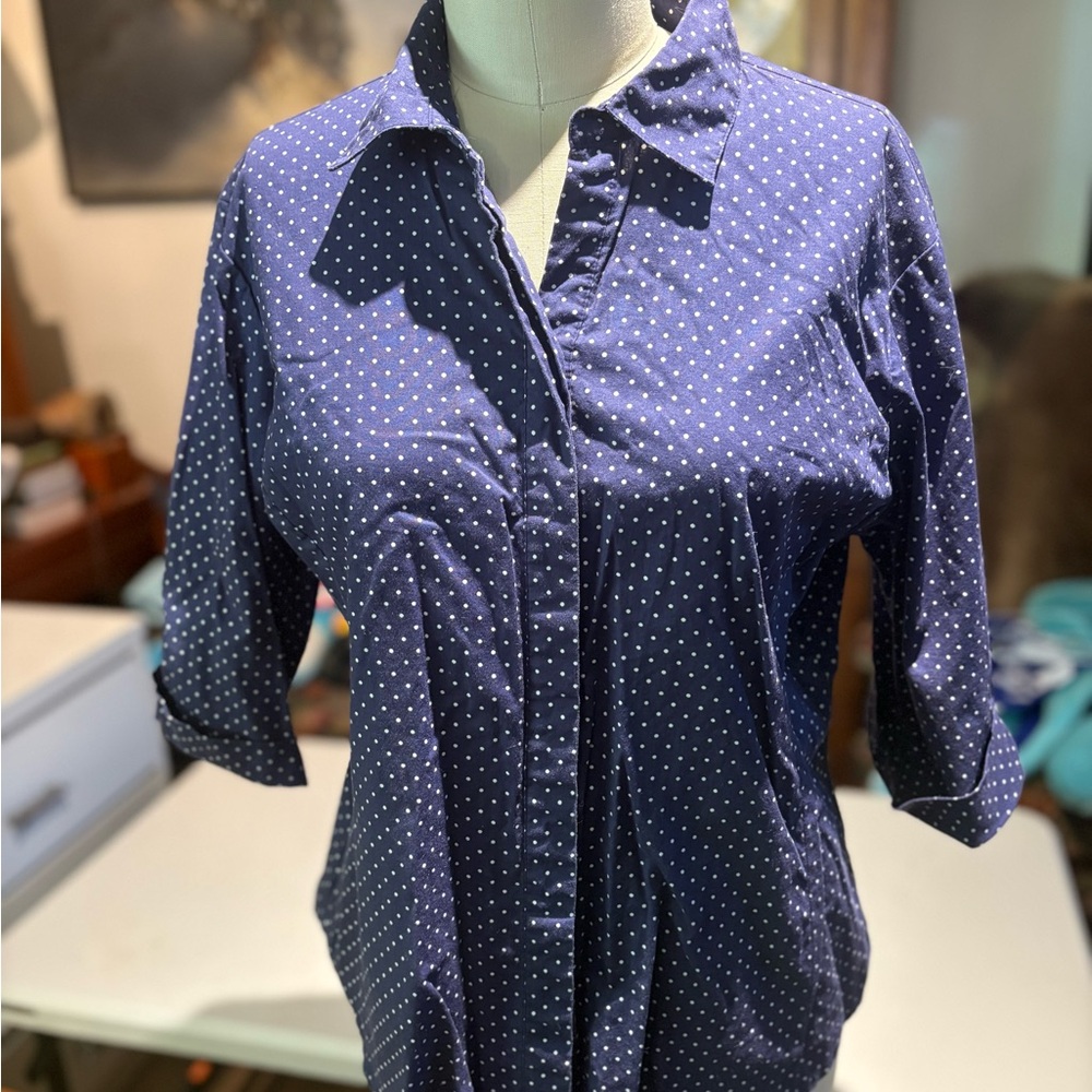 Navy Blue Polka Dot Grand & Greene Button-Up Shirt